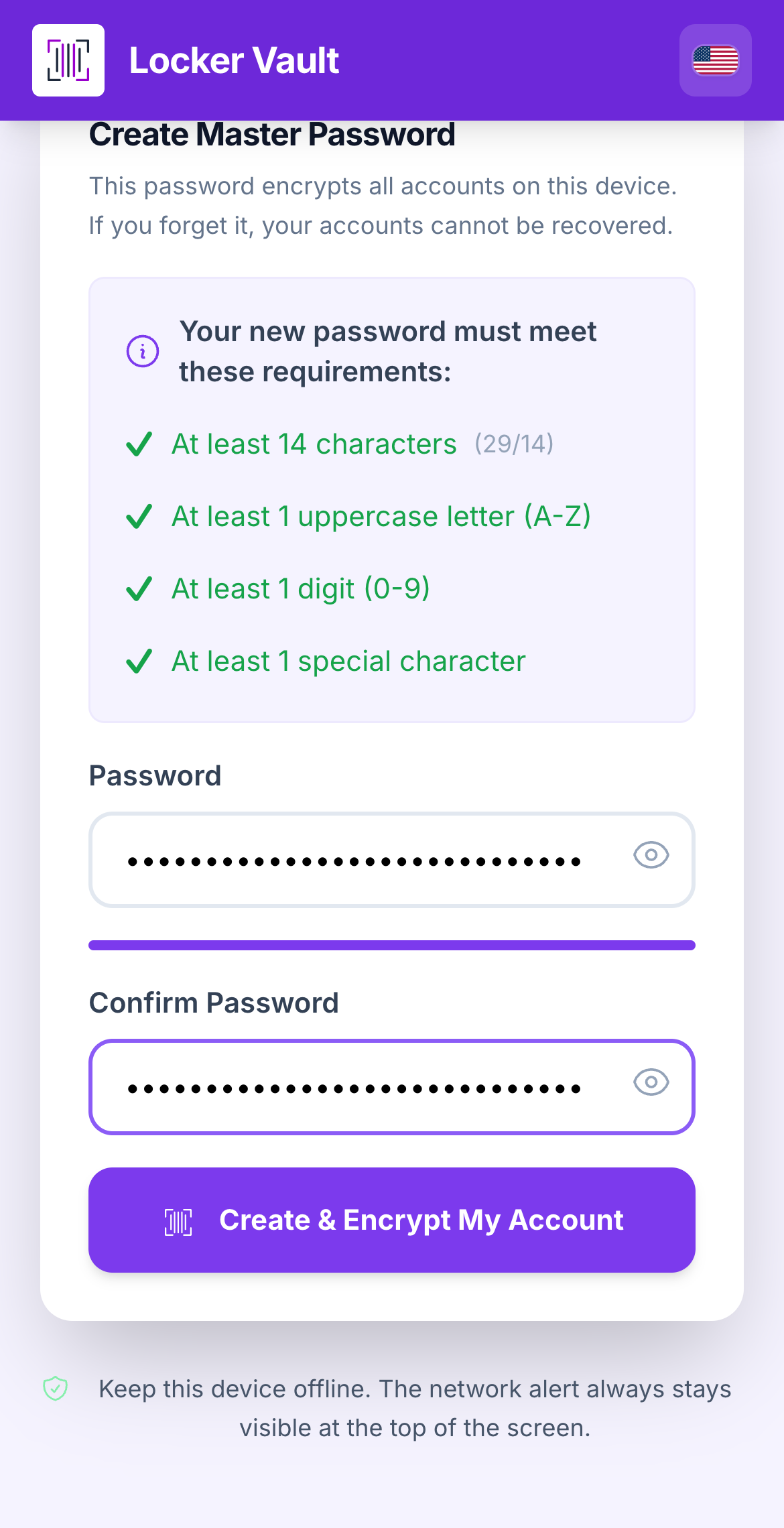 password created