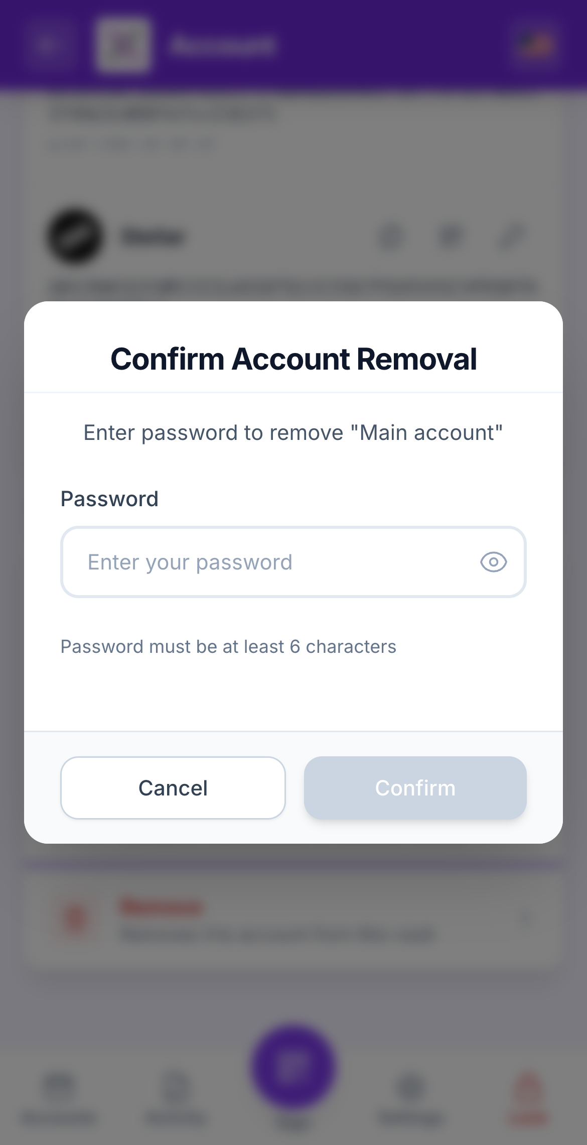 remove account