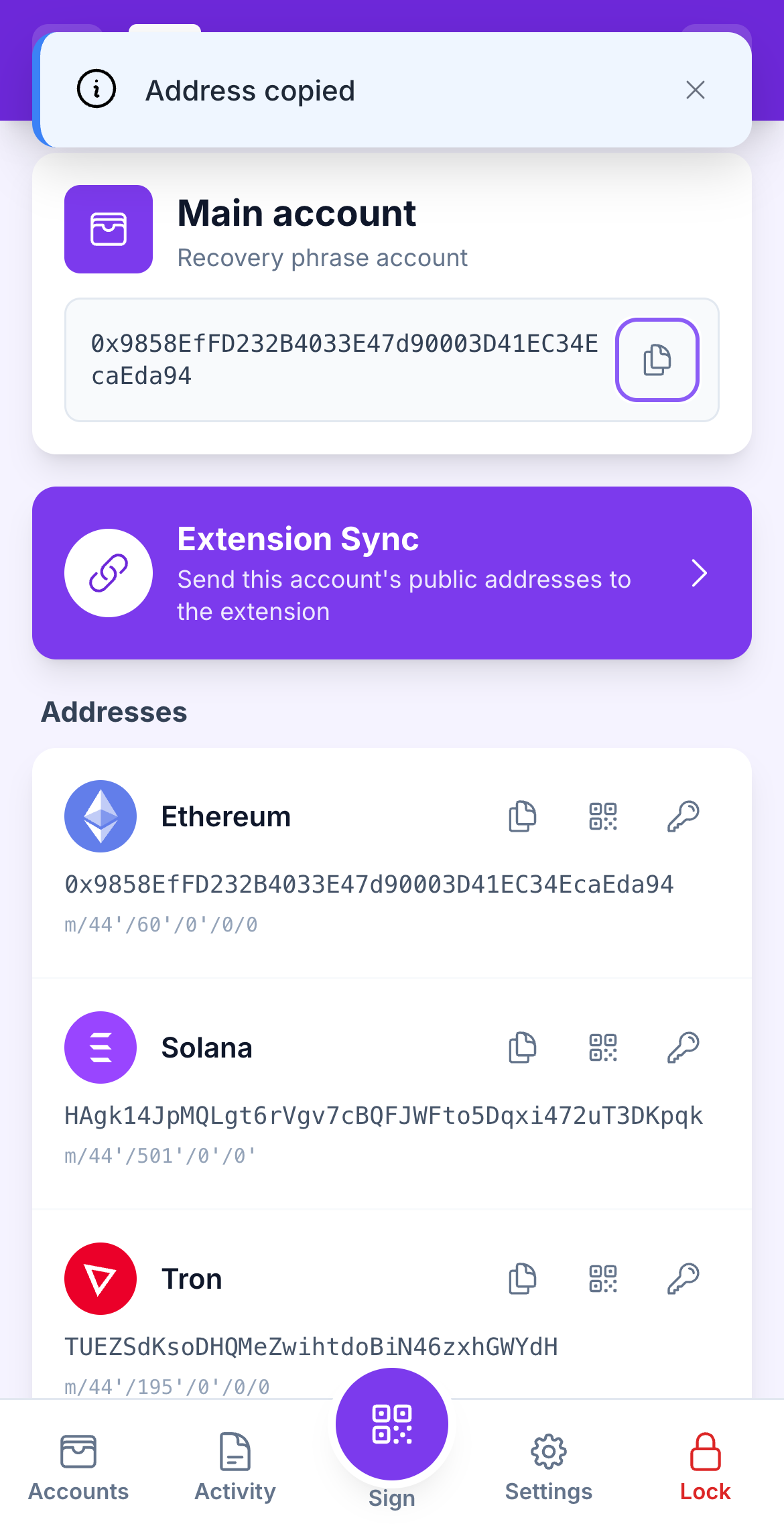copy address