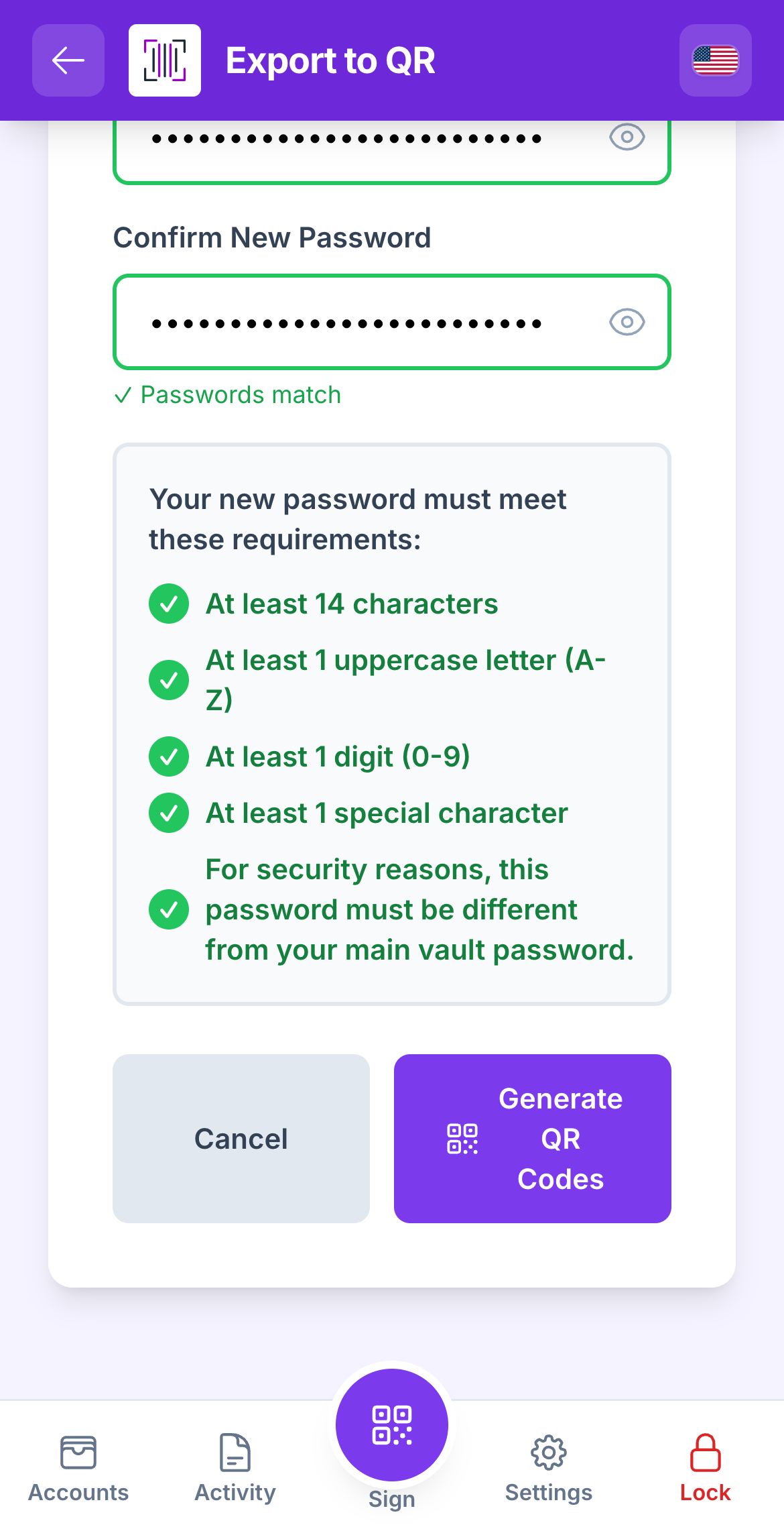 export password